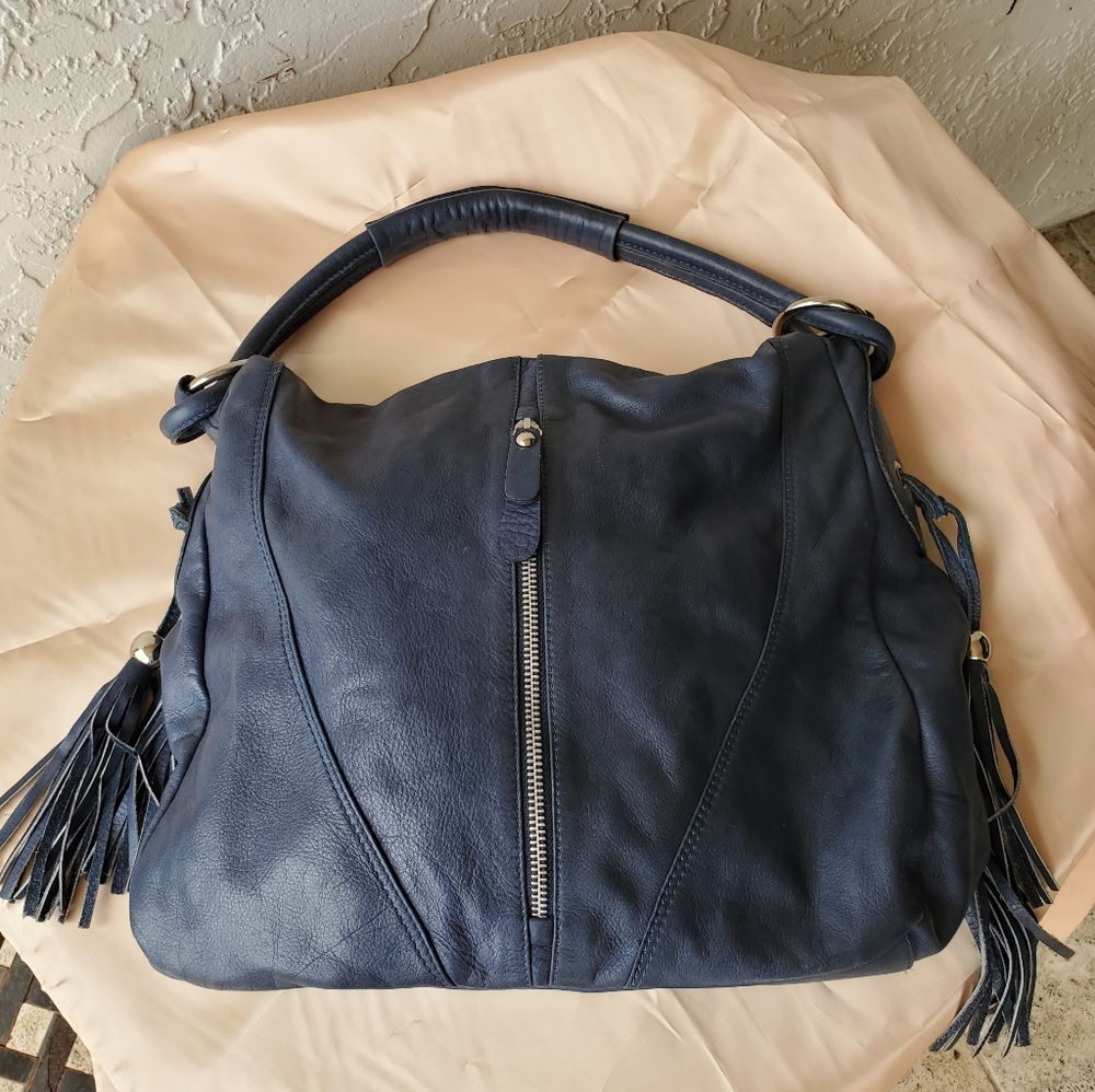 Firenze made in Italy genuine leather navy bag